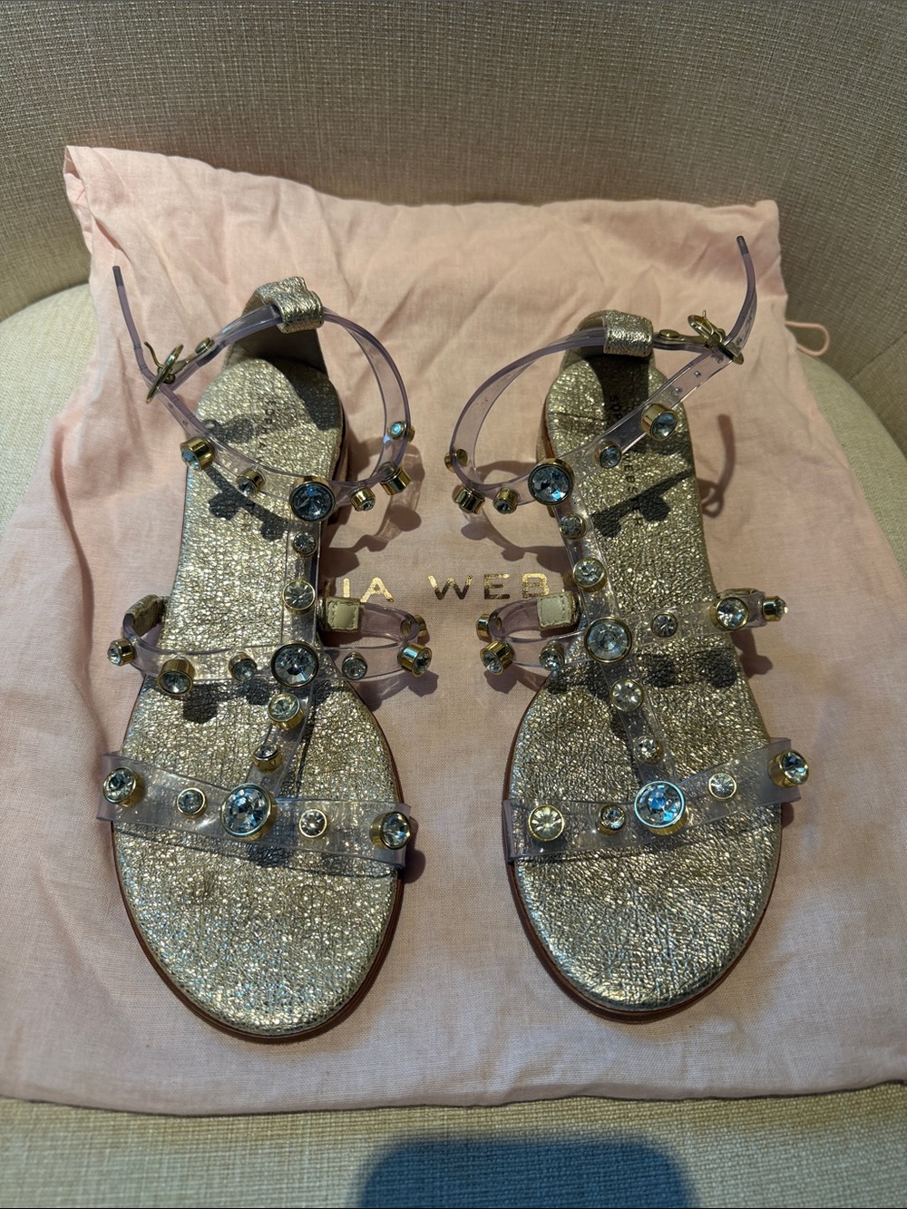 Sophia Webster Crystal-Embellished Metallic Sandals - Pink
